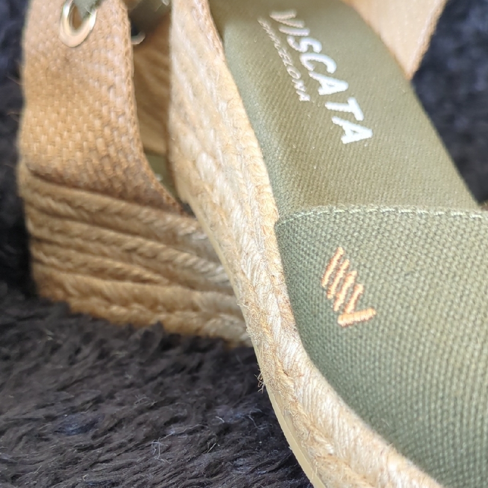 Viscata Barcelona Olive Espadrille Wedges - Picture 4 of 9